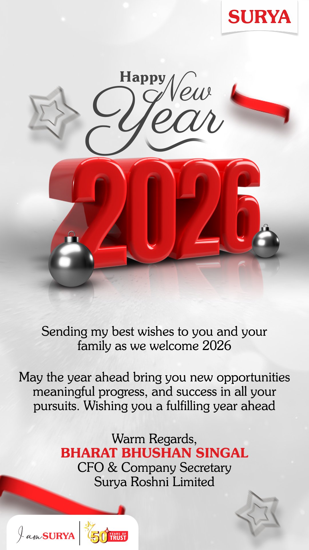 Bharat Bhushan Singal new year emailer